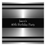 Black Silver Mans 40th Birthday Party Custom Invite