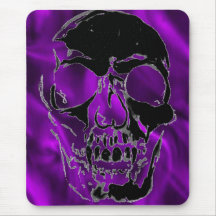 Black Skull in Purple Silk Mousepad
