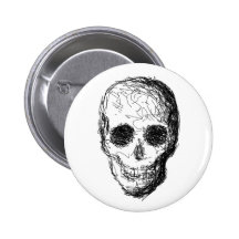 Black Skull. Pinback Button