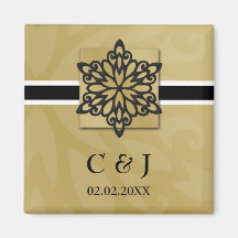 black snowflakes save the date magnets