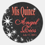 "Black Stars Quinceañera" Party (black/coral) Stickers