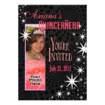 Black Stars Quinceañera Photo Party Announcements