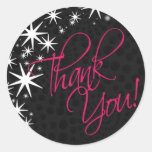 Black Stars Quinceañera Thank You (black/fuschia) Sticker