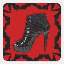 Black Stiletto on Red Sticker