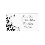 Black Swirl Wedding RSVP Return Address Label
