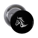 Black Tattoo Tribal Horse Pinback Buttons