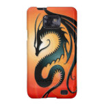 Black Tribal Dragon, red Galaxy S2 Cases