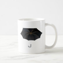 Black Umbrella Isolated Over White Background Coffee Mugs