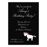 Black unicorn birthday invitation invitations