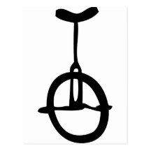 black unicycle icon post card