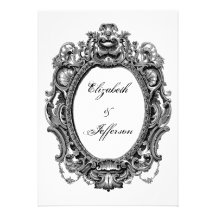 Black Vintage Frame Wedding Invitations