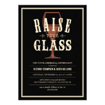 Black Vintage Rehearsal Dinner Invitations