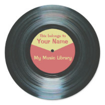 Black Vinyl Music Library Record Label Stickers stickers