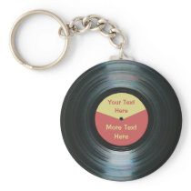 Black Vinyl Music Red and Yellow Record Keyring keychains