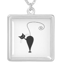 Black Whimsy Kitty 5 Personalised Necklace