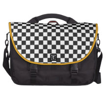 black white chequered check messenger laptop bag