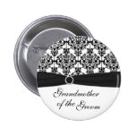 Black, White Damask Grandmother of the Groom Pin