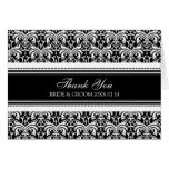 Black White Damask Wedding Thank You Card