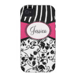 Black & White Damask with Zebra Case-Mate iPhone 4 Cases