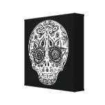 Black & White Day of the Dead Skull Art on Canvas Canvas Print