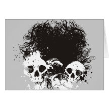 Black & White Grunge Skulls Illustration Greeting Card