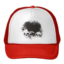 Black & White Grunge Skulls Illustration Mesh Hat