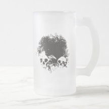 Black & White Grunge Skulls Illustration Coffee Mugs