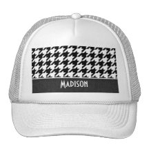 Black & White Houndstooth Mesh Hat