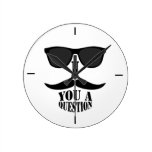 Black White I Moustache You a Question Wall Clock