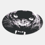 Black & White Jaguar Eyes Oval Stickers