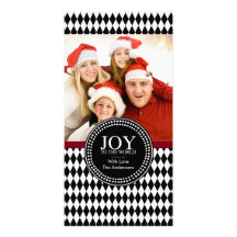 Black White "JOY TO THE WORLD" Holiday Photo Card