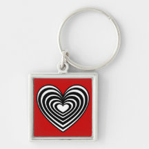 Black & White Lined Heart Key Chains