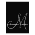 Black White Modern Wedding Invitation Initial