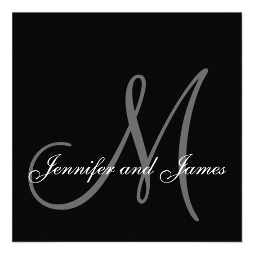 Black White Monogram 2013 Wedding Invitations