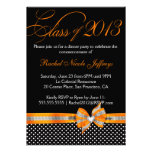 Black White Orange Polka Dot Graduation Invitation