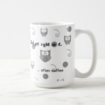 Black White Owls Dots Swirls After Coffee Coffee Mugs
