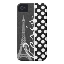Black & White Polka Dot, Dots; Paris iPhone 4 Case-Mate Case