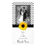 Black White Polka Dot Sunflower Wedding Personalized Photo Card