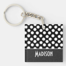 Black & White Polka Dots Acrylic Key Chain