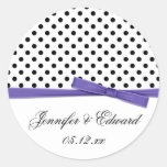 Black White Polka Dots Purple Save The Date Sticker