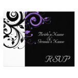 Black +White Purple Swirl Wedding Matching RSVP Personalised Announcements