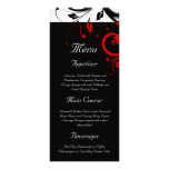 Black, White, Red Reverse Swirl Wedding Menu Custom Rack Card