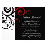 Black, White, Red Swirl Bridal Shower / General Personalized Invites