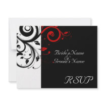 Black +White Red Swirl Wedding Matching RSVP
