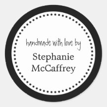 Black white rosette handmade label party favour stickers