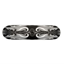 Black White Silver Abstract Skateboard