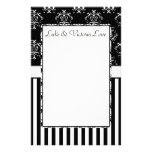 Black & White Striped Baroque Personalised Stationery