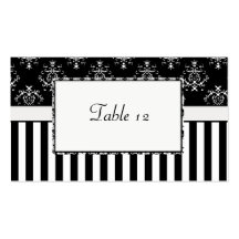 Black & White Striped Baroque Table Business Card Templates