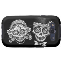 Black & White Sugar Skulls Samsung Galaxy S3 Vibe Samsung Galaxy SIII Cover