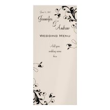 Black White Swirls Pearl Wedding Menu Cards Personalized Invitations